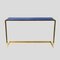 Brass Console Table with Blue Glass Top 4