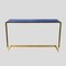 Brass Console Table with Blue Glass Top, Image 4