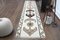 Vintage Turkish Boho White Rug 1