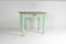 Petite Table de Ferme Rustique en Pin Peint en Vert 1