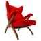 Fauteuil Fiorenza Mid-Century Moderne Rouge par Franco Albini pour Arflex, Italie 1