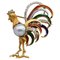 18 Karat Gold Multi Colour Enamel Coq Brooch with a Baroque Pearl and Diamonds 1