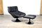 Artifort F522 Lounge Chair in Black Leather with Ottoman by Geoffrey Harcourt, 1960s, Set of 2 1