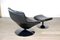 Artifort F522 Lounge Chair in Black Leather with Ottoman by Geoffrey Harcourt, 1960s, Set of 2 5