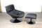 Artifort F522 Lounge Chair in Black Leather with Ottoman by Geoffrey Harcourt, 1960s, Set of 2 7