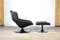 Artifort F522 Lounge Chair in Black Leather with Ottoman by Geoffrey Harcourt, 1960s, Set of 2 3