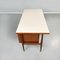 Mid-Century Italian Wooden Desk with Brass and Plastic Drawers by Schirolli 1970s 4