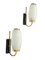 Mid-Century Italian Opal Glass, Brass and Metal Sconces from Stilnovo, 1950s, Set of 2 10