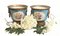 Porcelain Floral Cache Pots Urns Planters from Sevres, Set of 2 2