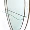 Wall Mirror with Brass Frame and Glass Shelf, 1950s 6