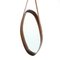 Oval Mirror with Teak Frame and Leather Strap, 1960s 4