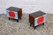Colorful Bedside Tables With Glass Countertop, 1960s, Set of 2 3