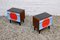 Colorful Bedside Tables With Glass Countertop, 1960s, Set of 2, Image 3