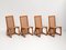 Sillas de comedor italianas de madera y caña, años 70. Juego de 4, Imagen 1