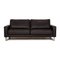 Anthracite Leather Three-Seater Domino Sofa from Frommholz 1