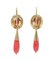 18 Karat Yellow Gold Coral Dangle Earrings, Set of 2 4