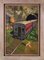 Collage surrealista con tren, siglo XX, óleo sobre cartón, enmarcado, Imagen 2