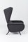 Mid-Century Black Wingback Chair in the Style of Gio Ponti, Italy, 1962 4