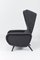 Mid-Century Black Wingback Chair in the Style of Gio Ponti, Italy, 1962 3