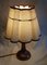 Art Nouveau Table Lamp with Formerly Silver Plated Copper Base & Segmented Beige Fabric Shade with Brown Ribbons 4