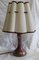 Art Nouveau Table Lamp with Formerly Silver Plated Copper Base & Segmented Beige Fabric Shade with Brown Ribbons 1