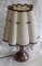 Art Nouveau Table Lamp with Formerly Silver Plated Copper Base & Segmented Beige Fabric Shade with Brown Ribbons 3