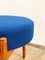 Mid-Century Danish Stool in Teak-Colored Wood with a Blue Wool Fabric Cover, 1950s 8