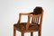 French Art Deco Oak Armchair in Brown Velvet 4