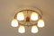 German Ceiling Lamp with 6 Opaline Glass Globes & Brass Frame, 1960s, Image 3