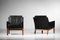 Danish Black Leather Armchairs by Kai Lyngfeldt Larsen, 1970s, Set of 2 10