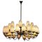 Large Italian Chandelier in Opaline and Brass in the Style of Stilnovo, 1960s, Image 2