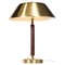 Swedish Lamp in Brass and Leather from Falkenbergs Belysning, 1950s 1