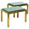 Mid-Century Modern Brass and Malachite Side Tables, Set of 2 1