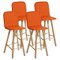 Orange Upholstered Wool High Back Tria Stool by Colé Italia, Set of 4 1