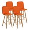 Orange Upholstered Wool High Back Tria Stool by Colé Italia, Set of 4 5