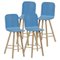 Tabouret Tria à Dossier Haut en Denim Bleu par Colé Italia, Set de 4 1