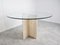 Vintage Round Travertine and Glass Dining Table, 1970s 8