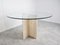 Vintage Round Travertine and Glass Dining Table, 1970s, Image 8