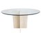 Vintage Round Travertine and Glass Dining Table, 1970s 1