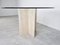 Vintage Round Travertine and Glass Dining Table, 1970s, Image 2