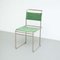 Silla moderna Mid-Century de acero tubular con tela verde, Imagen 3