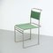 Silla moderna Mid-Century de acero tubular con tela verde, Imagen 12