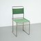 Silla moderna Mid-Century de acero tubular con tela verde, Imagen 2