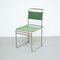 Silla moderna Mid-Century de acero tubular con tela verde, Imagen 10