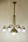 Antique Art Nouveau Brass and Crystal Chandelier, Italy, 1920s, Image 4