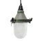 Industrial Striped Clear Glass & Grey Green Pendant Lights 1