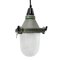 Industrial Striped Clear Glass & Grey Green Pendant Lights, Image 1