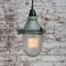 Industrial Striped Clear Glass & Grey Green Pendant Lights 5