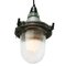 Industrial Striped Clear Glass & Grey Green Pendant Lights 3