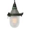 Industrial Striped Clear Glass & Grey Green Pendant Lights 2